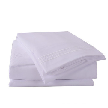 En gros 200TC bon marché draps blancs de coton de polyester plat